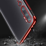 Transparente caixa de gel TPU moldura de galvanoplastia para Xiaomi Mi Note 10  -  Mi Note 10 Pro  -  Mi CC9 Pro vermelho