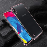 Capa transparente de gel TPU com moldura de galvanoplastia para Samsung Galaxy A10 azul