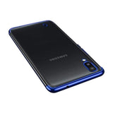Capa transparente de gel TPU com moldura de galvanoplastia para Samsung Galaxy A10 azul