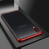Capa transparente de gel TPU com estrutura de galvanoplastia para Samsung Galaxy A10 vermelho