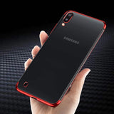 Capa transparente de gel TPU com estrutura de galvanoplastia para Samsung Galaxy A10 vermelho