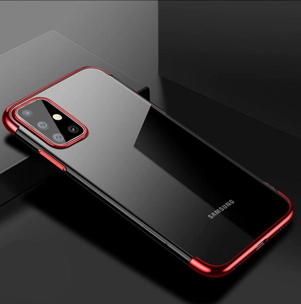 Transparente estojo de gel TPU moldura de galvanoplastia para Samsung Galaxy A51 vermelho