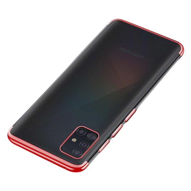 Transparente estojo de gel TPU moldura de galvanoplastia para Samsung Galaxy A51 vermelho