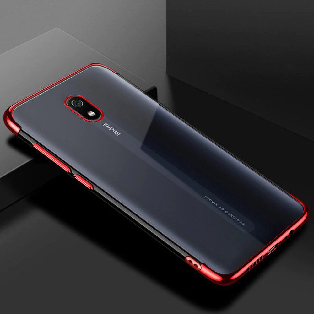 Transparente estojo de gel TPU moldura de galvanoplastia para Xiaomi Redmi 8A vermelho