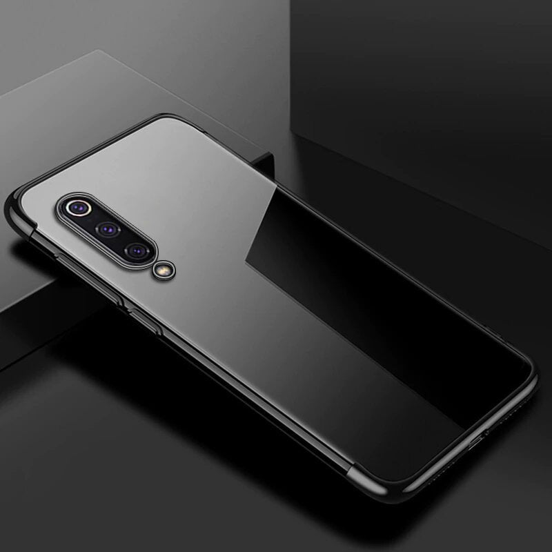 Estojo transparente de gel TPU para moldura de galvanoplastia para Xiaomi Mi 9 Lite  -  Xiaomi Mi CC9 preto