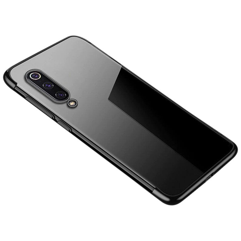 Estojo transparente de gel TPU para moldura de galvanoplastia para Xiaomi Mi 9 Lite  -  Xiaomi Mi CC9 preto