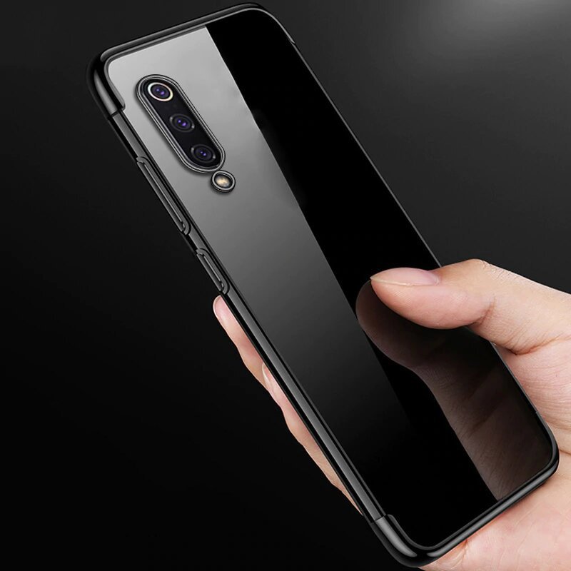 Estojo transparente de gel TPU para moldura de galvanoplastia para Xiaomi Mi 9 Lite  -  Xiaomi Mi CC9 preto