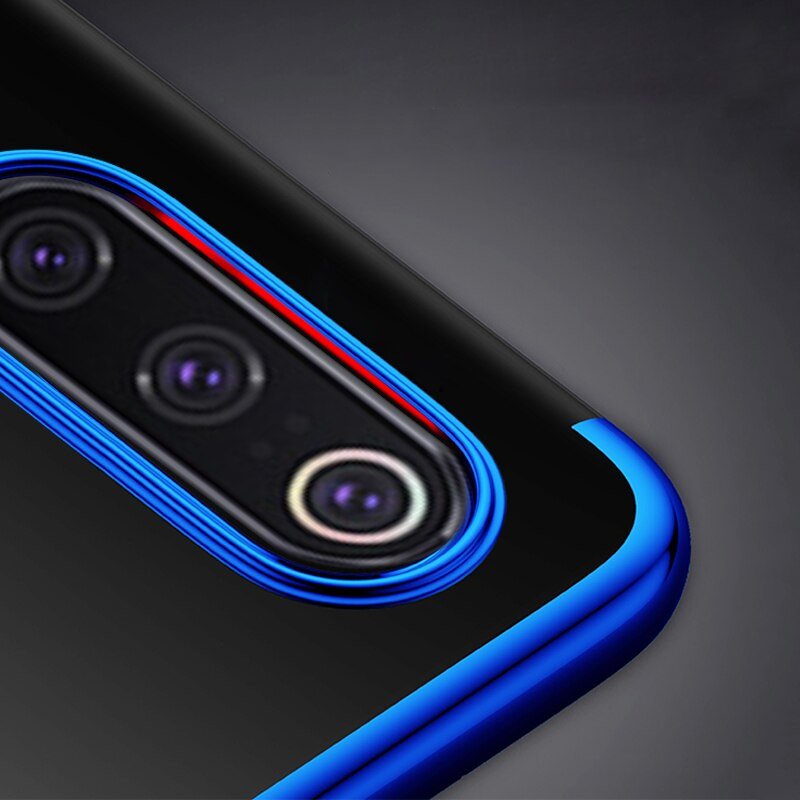 Estojo transparente de gel TPU para moldura de galvanoplastia para Xiaomi Mi 9 Lite  -  Xiaomi Mi CC9 azul