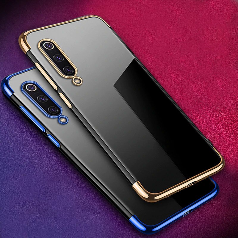 Estojo transparente de gel TPU para moldura de galvanoplastia para Xiaomi Mi 9 Lite  -  Xiaomi Mi CC9 azul