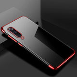 Estojo transparente de gel TPU para moldura de galvanoplastia para Xiaomi Mi 9 Lite  -  Xiaomi Mi CC9 vermelho