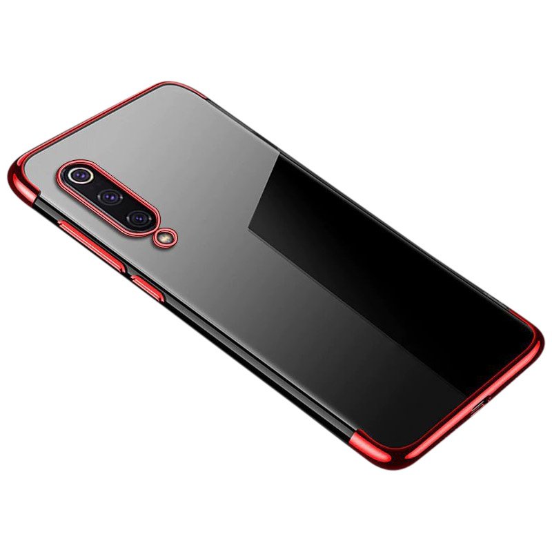 Estojo transparente de gel TPU para moldura de galvanoplastia para Xiaomi Mi 9 Lite  -  Xiaomi Mi CC9 vermelho