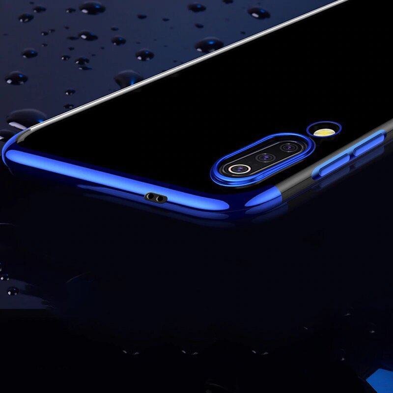 Estojo transparente de gel TPU para moldura de galvanoplastia para Xiaomi Mi 9 Lite  -  Xiaomi Mi CC9 vermelho