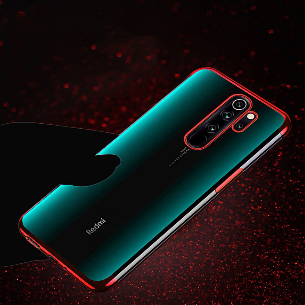 Capa de gel TPU transparente com estrutura de galvanoplastia para Xiaomi Redmi Note 8 Pro vermelho