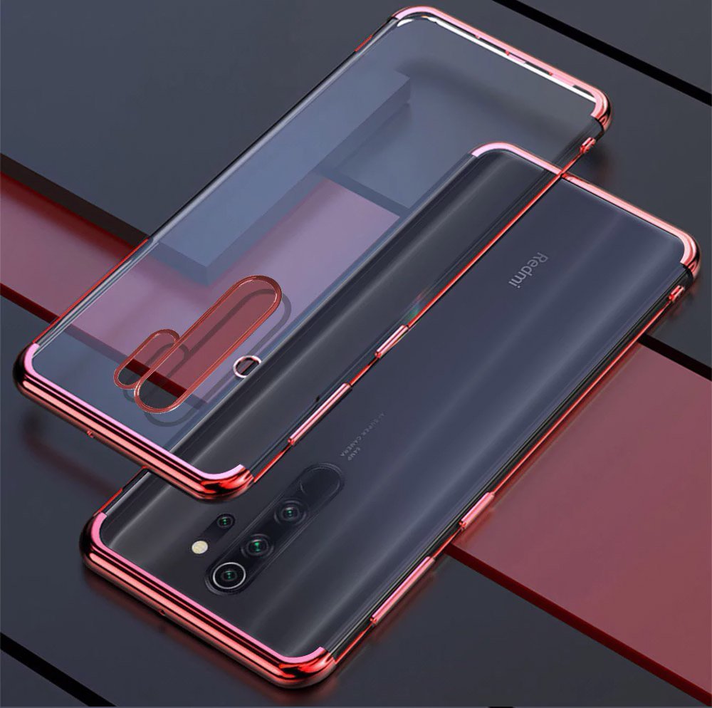 Capa de gel TPU transparente com estrutura de galvanoplastia para Xiaomi Redmi Note 8 Pro vermelho