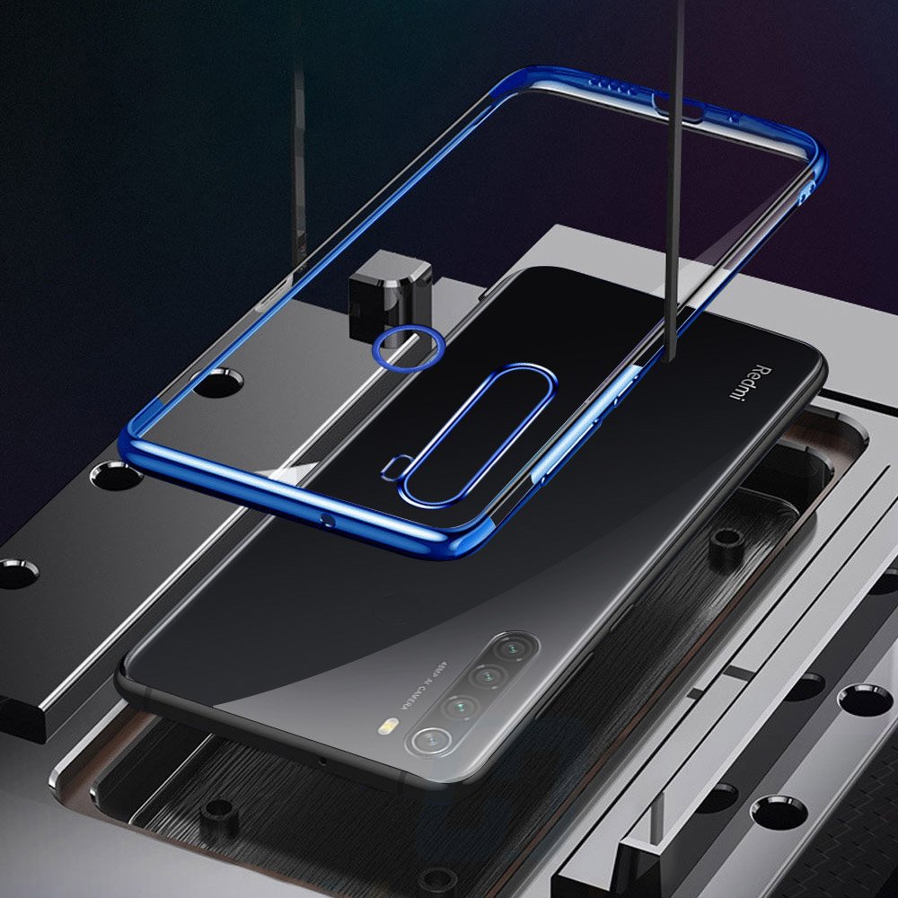 Transparente estojo de gel TPU moldura de galvanoplastia para Xiaomi Redmi Note 8T preto