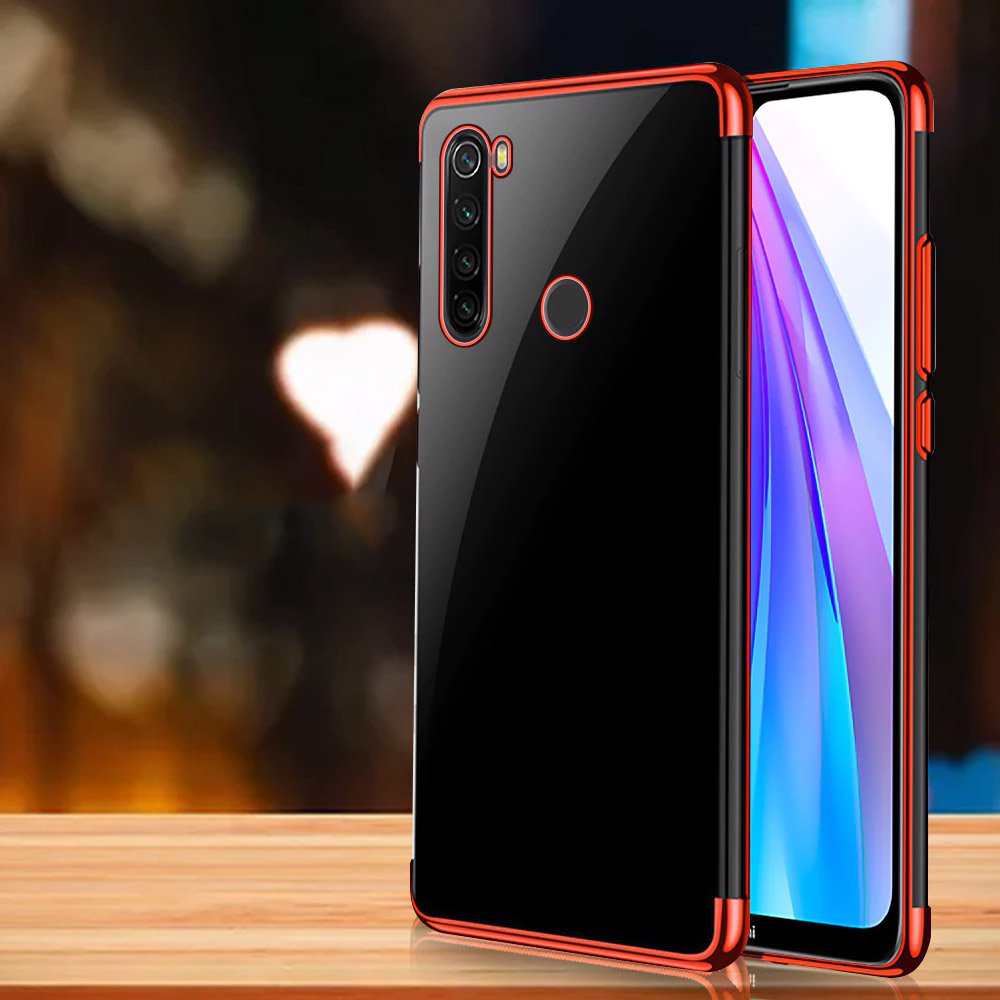 Capa de gel TPU transparente com estrutura de galvanoplastia para Xiaomi Redmi Note 8T vermelho