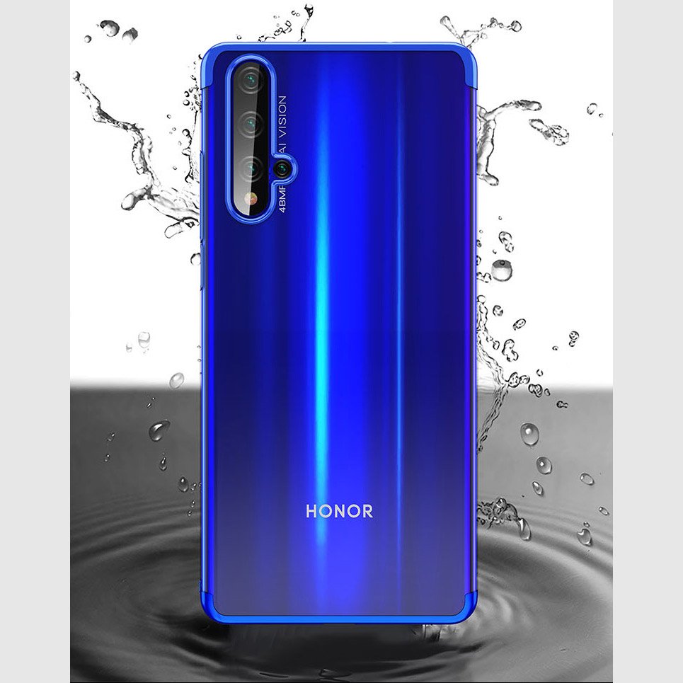Estojo transparente de gel TPU para moldura de galvanoplastia para Huawei Nova 5T  -  Honor 20  -  Honor 20 Pro  -  Honor 20S preto