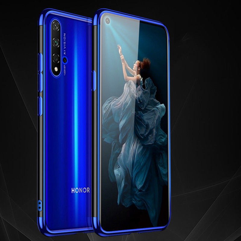 Transparente estojo de gel TPU moldura de galvanoplastia para Huawei Nova 5T  -  Honor 20  -  Honor 20 Pro  -  Honor 20S vermelho