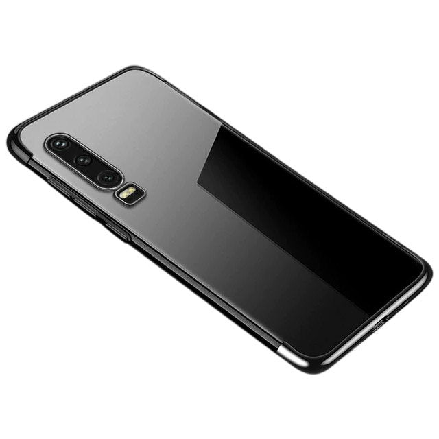 Capa de gel TPU transparente com estrutura de galvanoplastia para Huawei P Smart Pro  -  Huawei Y9s preto