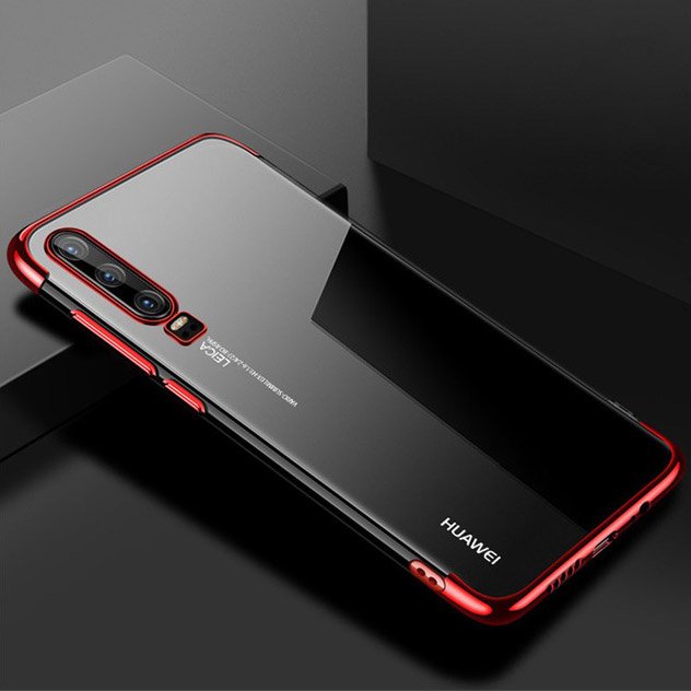 Capa de gel TPU transparente com estrutura de galvanoplastia para Huawei P Smart Pro  -  Huawei Y9s vermelho