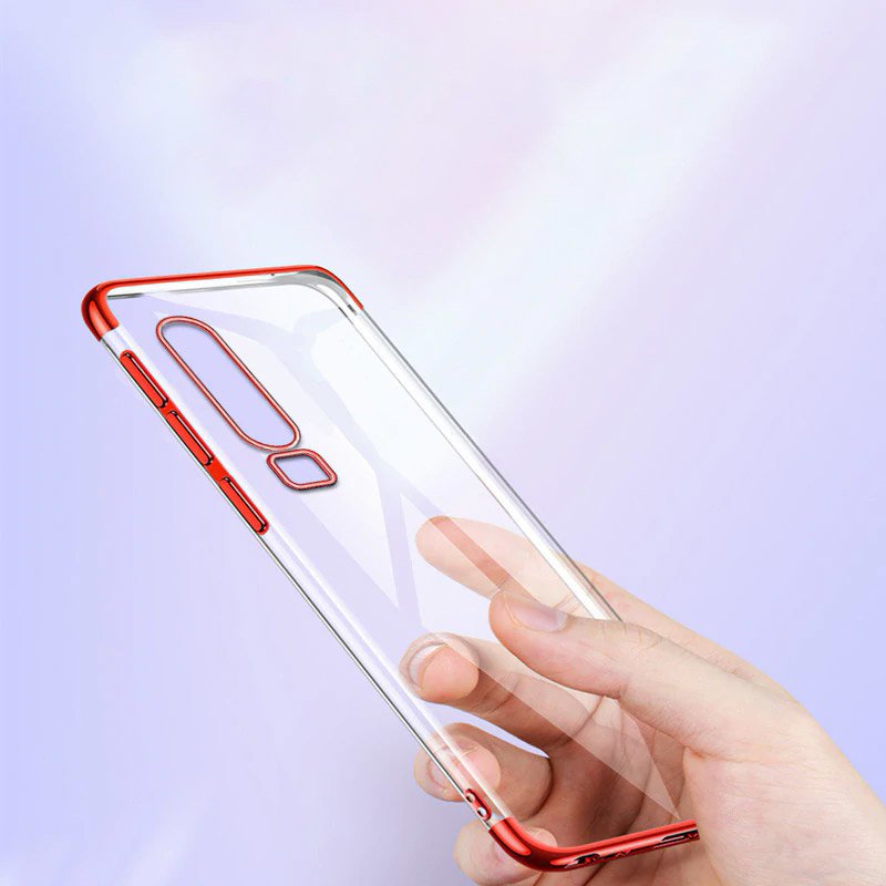 Capa de gel TPU transparente com estrutura de galvanoplastia para Huawei P Smart Pro  -  Huawei Y9s vermelho