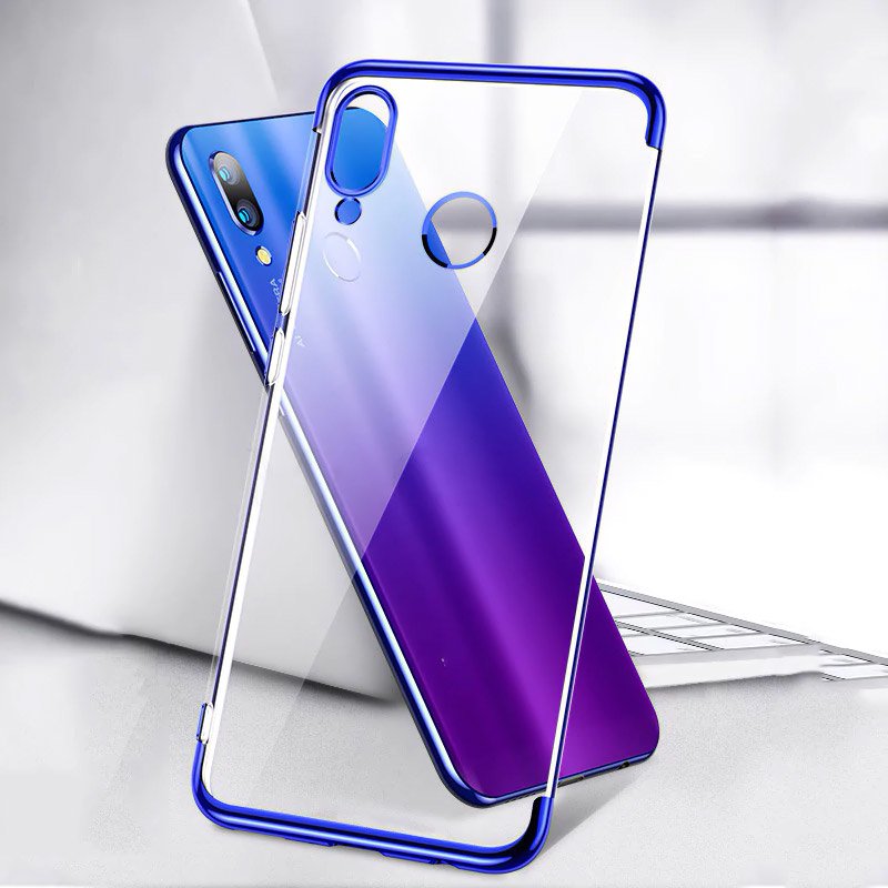 Capa transparente de gel TPU para estrutura de galvanoplastia para Huawei P Smart 2019 preta