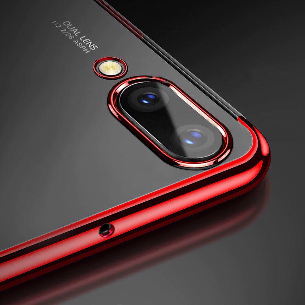 Capa transparente de gel TPU para moldura de galvanoplastia para Huawei P Smart 2019 vermelho