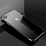 Capa transparente de gel TPU com estrutura de galvanoplastia para iPhone SE 2020  -  iPhone 8  -  iPhone 7 preto