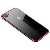 Capa transparente em gel TPU com moldura de galvanoplastia para iPhone SE 2020  -  iPhone 8  -  iPhone 7 vermelho