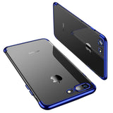 Capa transparente de gel TPU com moldura de galvanoplastia para iPhone 8 Plus  -  iPhone 7 Plus azul