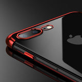 Capa transparente de gel TPU com estrutura de galvanoplastia para iPhone 8 Plus  -  iPhone 7 Plus vermelho