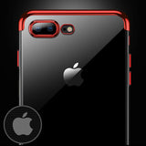 Capa transparente de gel TPU com estrutura de galvanoplastia para iPhone 8 Plus  -  iPhone 7 Plus vermelho