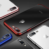 Capa transparente de gel TPU com estrutura de galvanoplastia para iPhone 8 Plus  -  iPhone 7 Plus vermelho