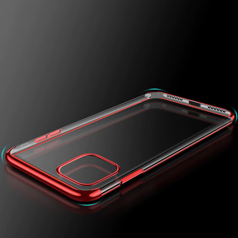 Capa transparente de gel TPU com estrutura de galvanoplastia para iPhone 11 preto