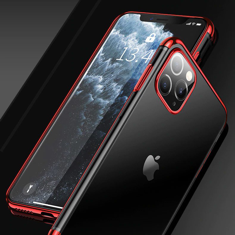 Capa transparente de gel TPU com estrutura de galvanoplastia para iPhone 11 preto