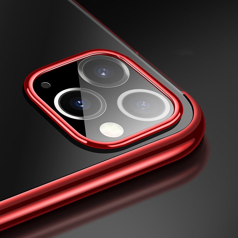 Capa transparente de gel TPU com estrutura de galvanoplastia para iPhone 11 vermelho
