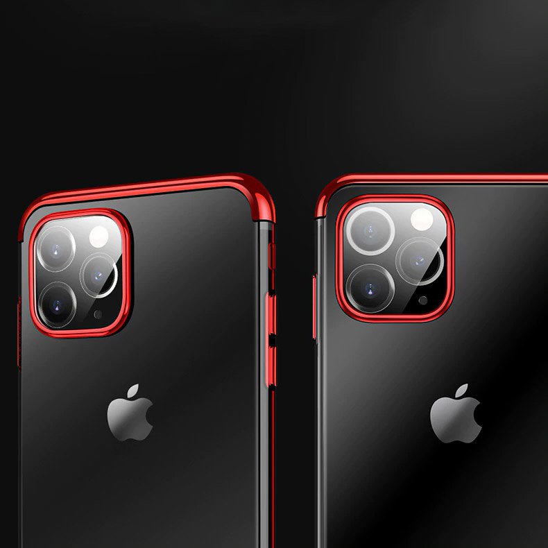 Capa transparente de gel TPU com estrutura de galvanoplastia para iPhone 11 vermelho