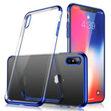 Capa transparente de gel TPU para moldura de galvanoplastia para iPhone XS  -  iPhone X azul