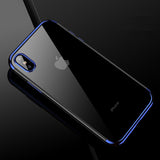 Capa transparente de gel TPU para moldura de galvanoplastia para iPhone XS  -  iPhone X azul