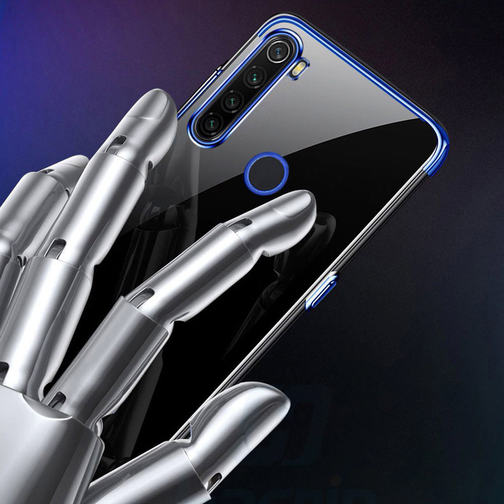 Transparente estojo de gel TPU moldura de galvanoplastia para Motorola G8 Plus azul