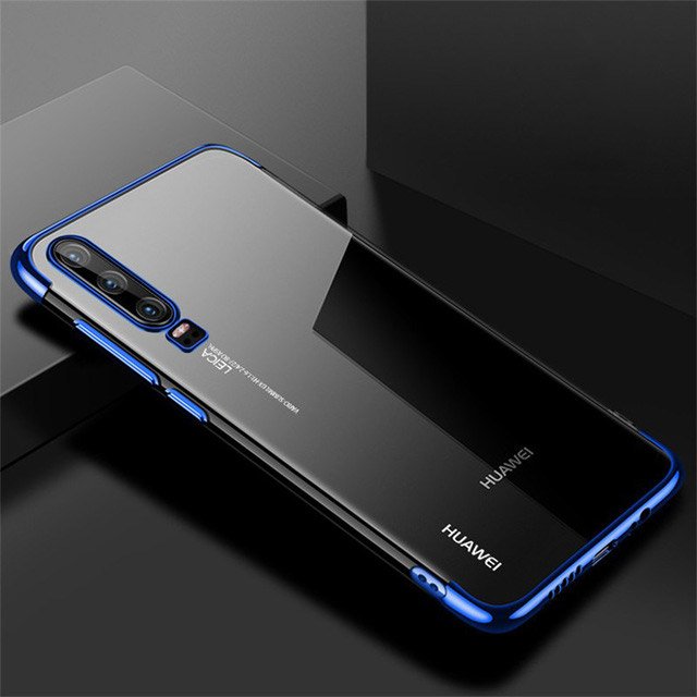 Capa de gel TPU transparente com estrutura de galvanoplastia para Huawei P Smart Pro  -  Huawei Y9s azul