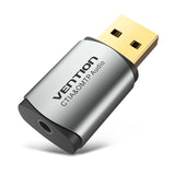 Adaptador Placa de som USB externa (OMTP-CTIA) para Jack 3.5mm Fêmea - Cinzento Metalizado