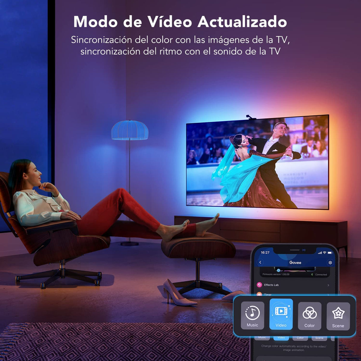 Govee DreamView Fita LED 5m com Câmara para TV 75" a 85" Compatível com Alexa e Google Assistent