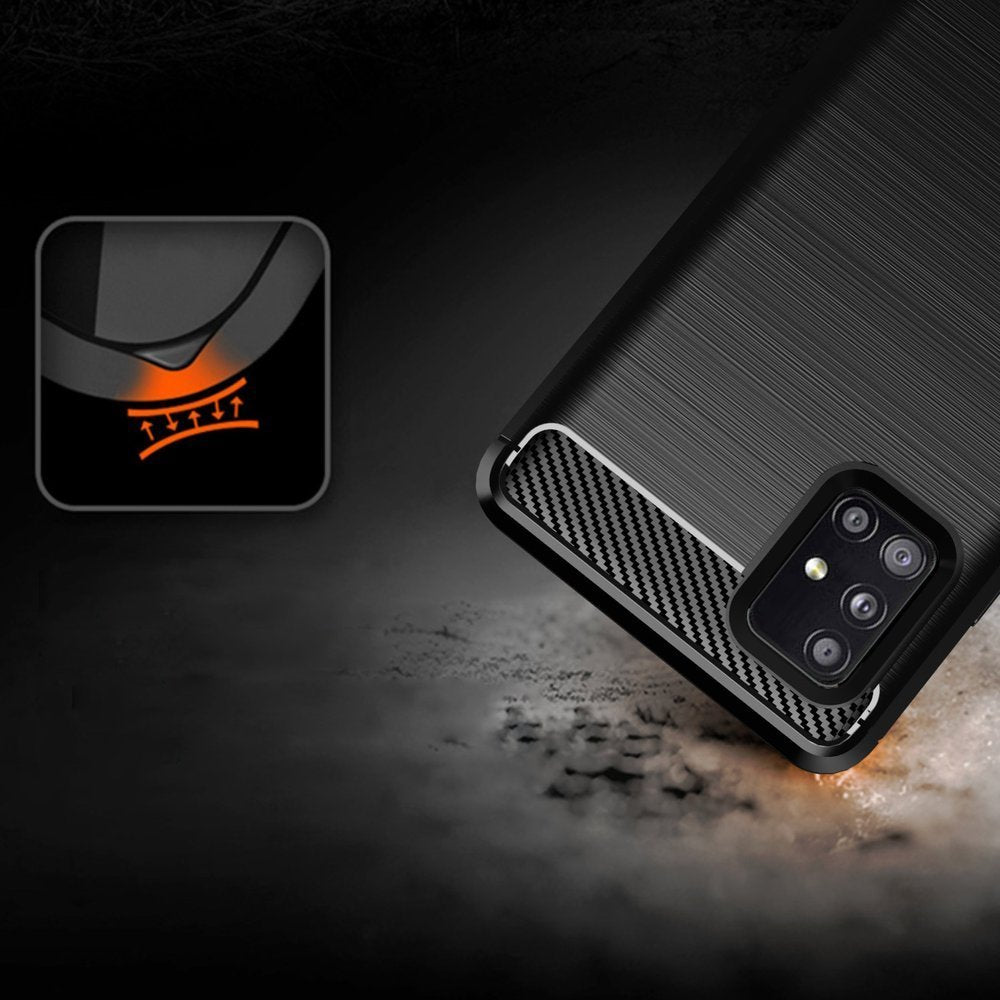 Capa carbono Capa flexível de TPU para Samsung Galaxy A71 5G preta