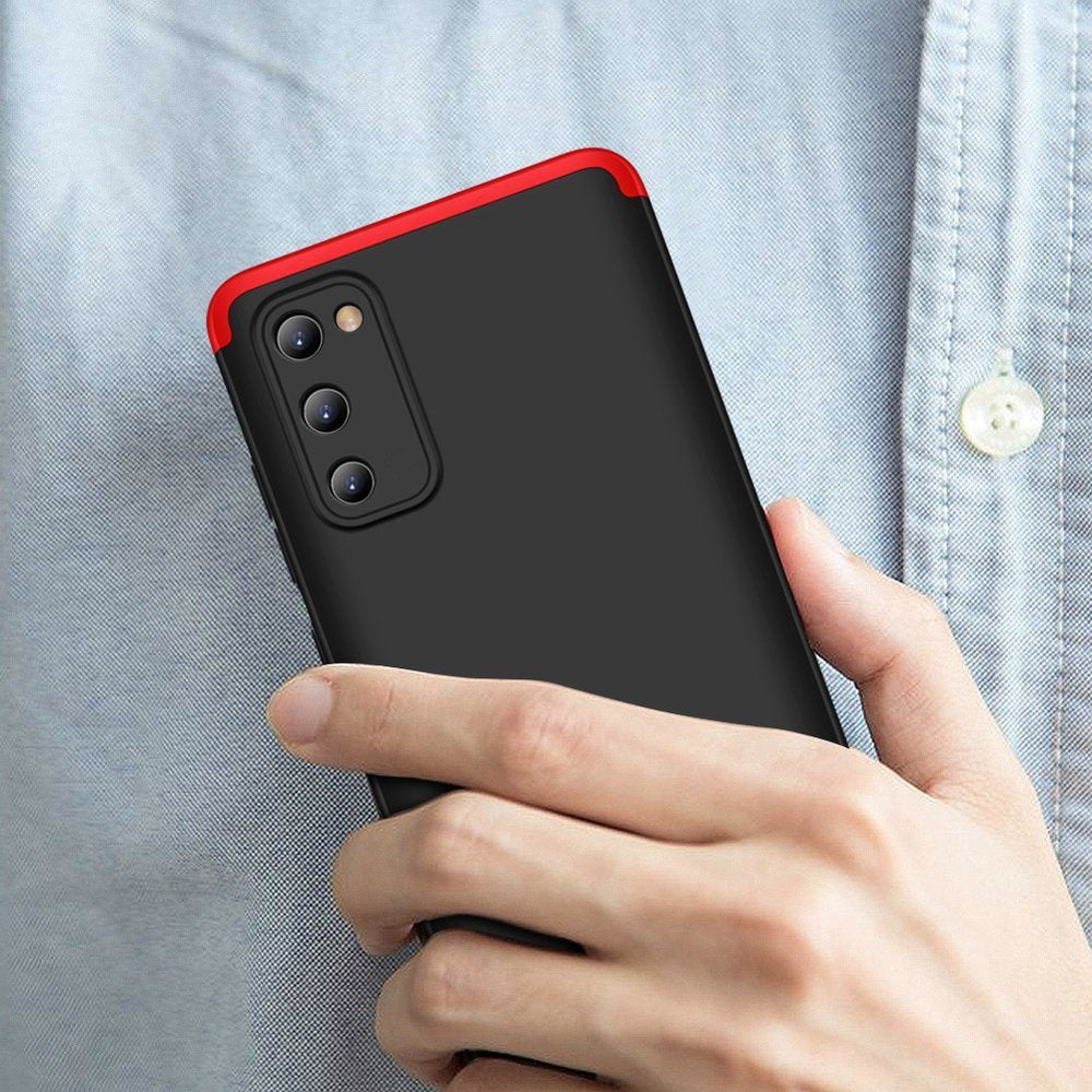 GKK 360 Capa de proteção frontal e traseira capa completa para Samsung Galaxy A41 preto-vermelho