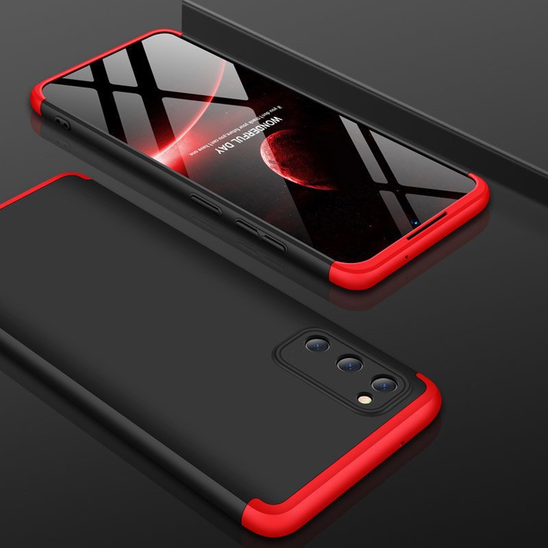 GKK 360 Capa de proteção frontal e traseira capa completa para Samsung Galaxy A41 preto-vermelho