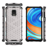 Capa de armadura de caixa de favo de mel com pára-choque de TPU para Xiaomi Redmi Note 9 Pro  -  Redmi Note 9S transparente