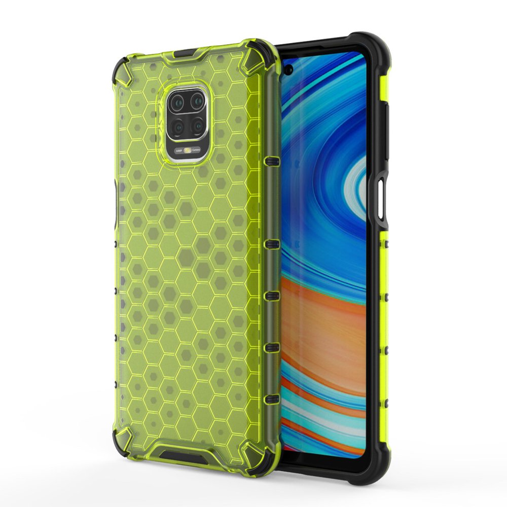Capa de armadura em caixa de favo de mel com amortecedor de TPU para Xiaomi Redmi Note 9 Pro  -  Redmi Note 9S verde