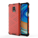 Capa de armadura de caixa de favo de mel com amortecedor de TPU para Xiaomi Redmi Note 9 Pro  -  Redmi Note 9S vermelho