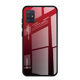 Tampa durável de vidro gradiente com parte traseira de vidro temperado Samsung Galaxy A51 preto-vermelho